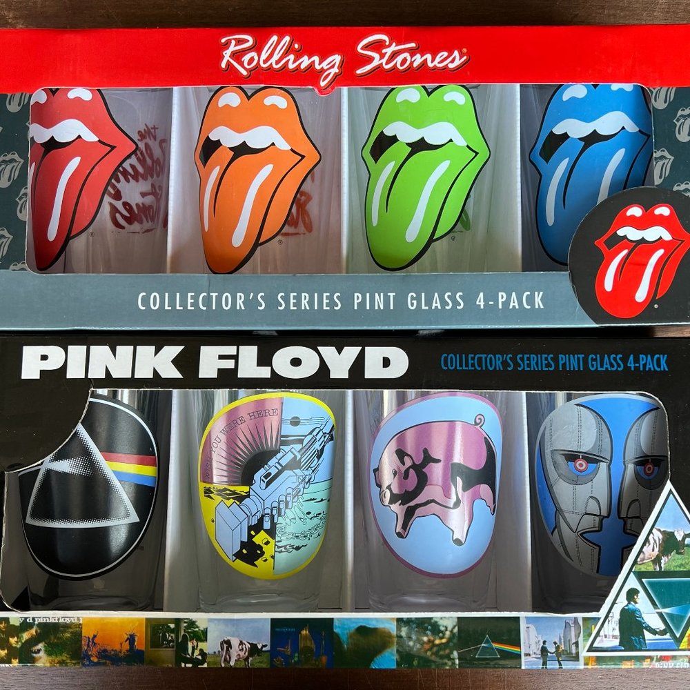 Rolling Stones and Pink Floyd Pint glasses.